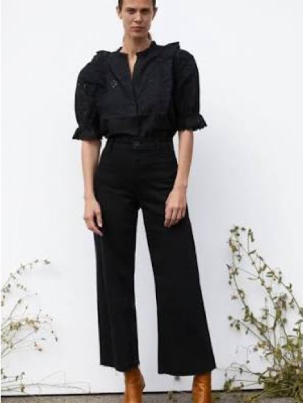 Zara The Marine High-Rise Straight Black Jeans